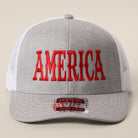 America mid profile trucker hat in heather grey and white