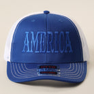 America mid profile trucker hat in royal blue and white