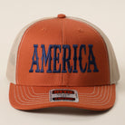 America mid profile trucker hat in orange and khaki