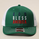 God Bless America mid profile trucker hat in kelly green and white
