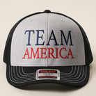 Team America mid profile trucker hat in black and heather grey