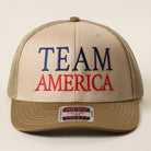 Team America mid profile trucker hat in coyote brown and khaki