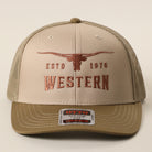 Longhorn Western mid profile trucker hat in coyote brown and khaki