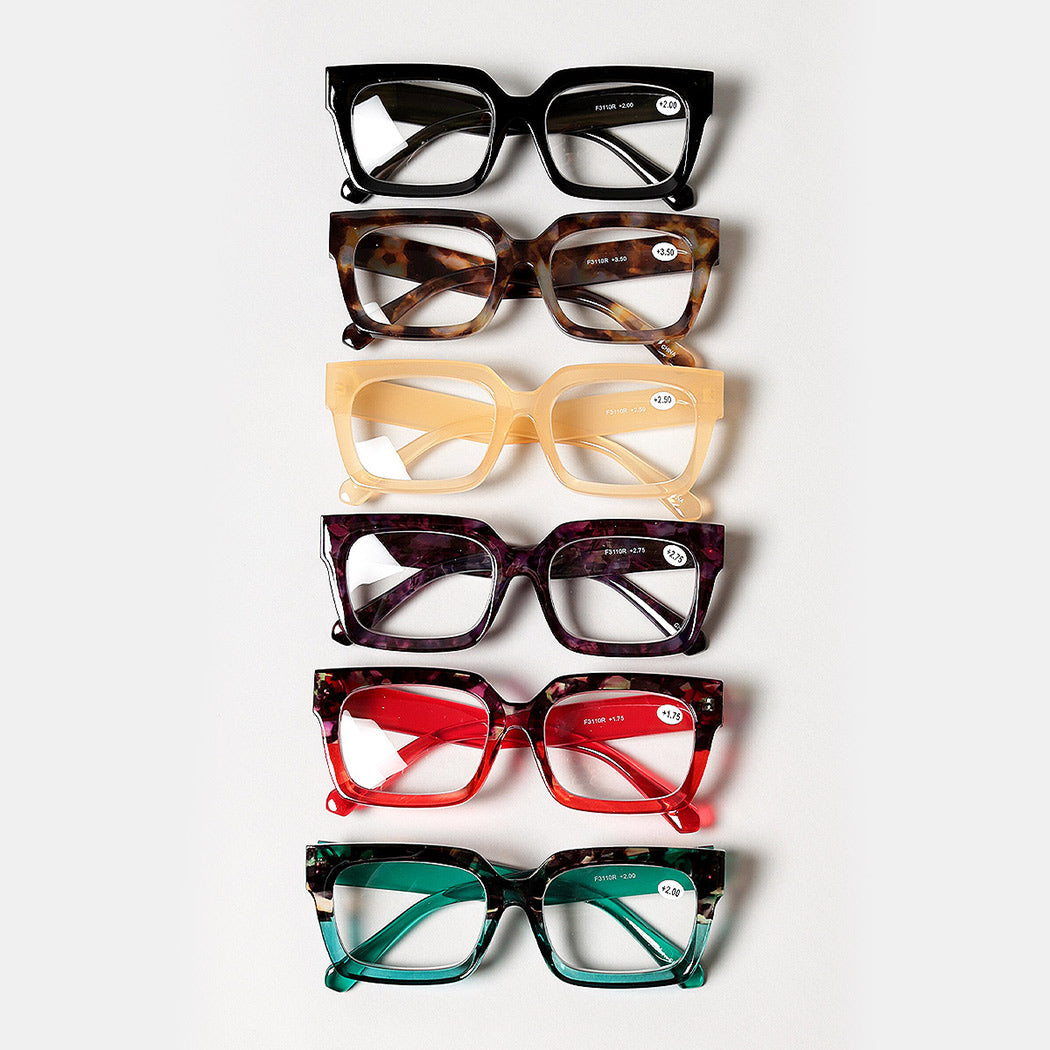 Oversized Square Reading Glasses Women Fashion Optical Eyewear +
