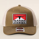 Rodeo patch mid profile trucker hat in coyote brown and light khaki