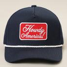 Howdy America rope trucker hat in navy and white