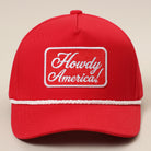 Howdy America rope trucker hat in red and white