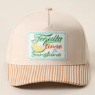 Tequila Lime & Sunshine striped brim hat in beige