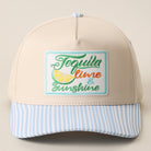 Tequila Lime & Sunshine striped brim hat in sky blue