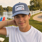 Model wearing Silly Goose Club patch performance rope hat