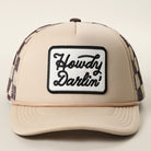 Howdy Darlin' patch checker foam trucker hat in khaki