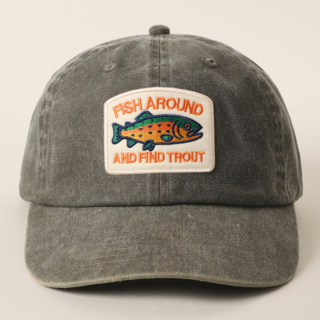 Fish Around and Find Trout patch baseball cap in olive