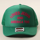 Loves Jesus And America Too foam trucker hat in kelly green
