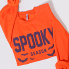 Spooky Season bold puff sweatshirt in orange, front view