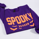 Spooky Season bold puff sweatshirt in purple, detail view