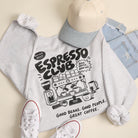 Espresso Club graphic sweatshirt in ash grey