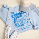 Espresso Club graphic sweatshirt in light blue