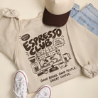 Espresso Club graphic sweatshirt in sand