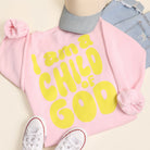 I Am A Child Of God graphic sweatshirt in light pink