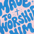 Made To Worship Him graphic sweatshirt in light pink, detail view