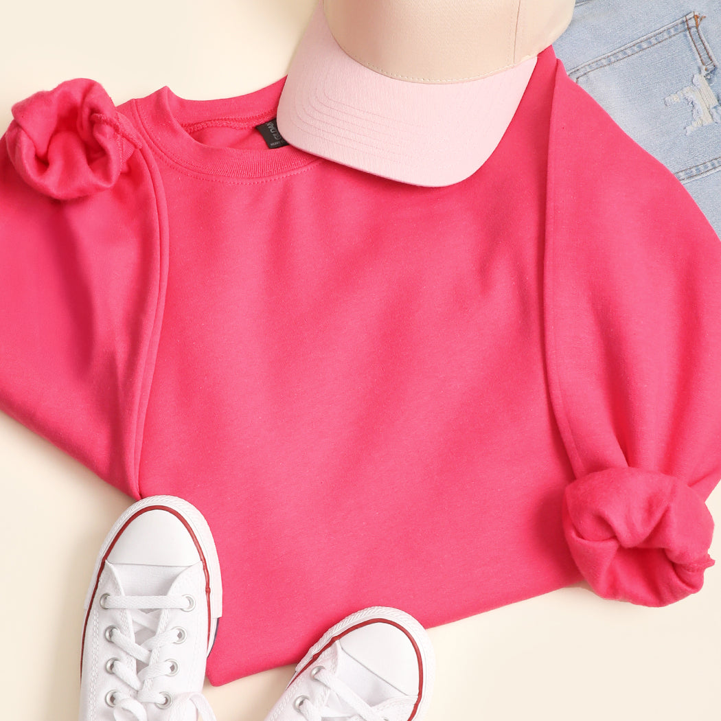 Thank You Jesus For The Blood graphic sweatshirt in heliconia pink, back view