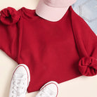 Yeehaw Not My First Rodeo western graphic sweatshirt in garnet, back view
