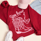 Yeehaw Not My First Rodeo western graphic sweatshirt in garnet