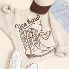 Yeehaw Not My First Rodeo western graphic sweatshirt in sand