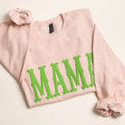 Mama bold puff midweight sweatshirt in dusty rose, front view