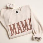 Mama bold puff midweight sweatshirt in sand, front view