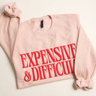 Expensive & Difficult puff sweatshirt in dusty rose, front view