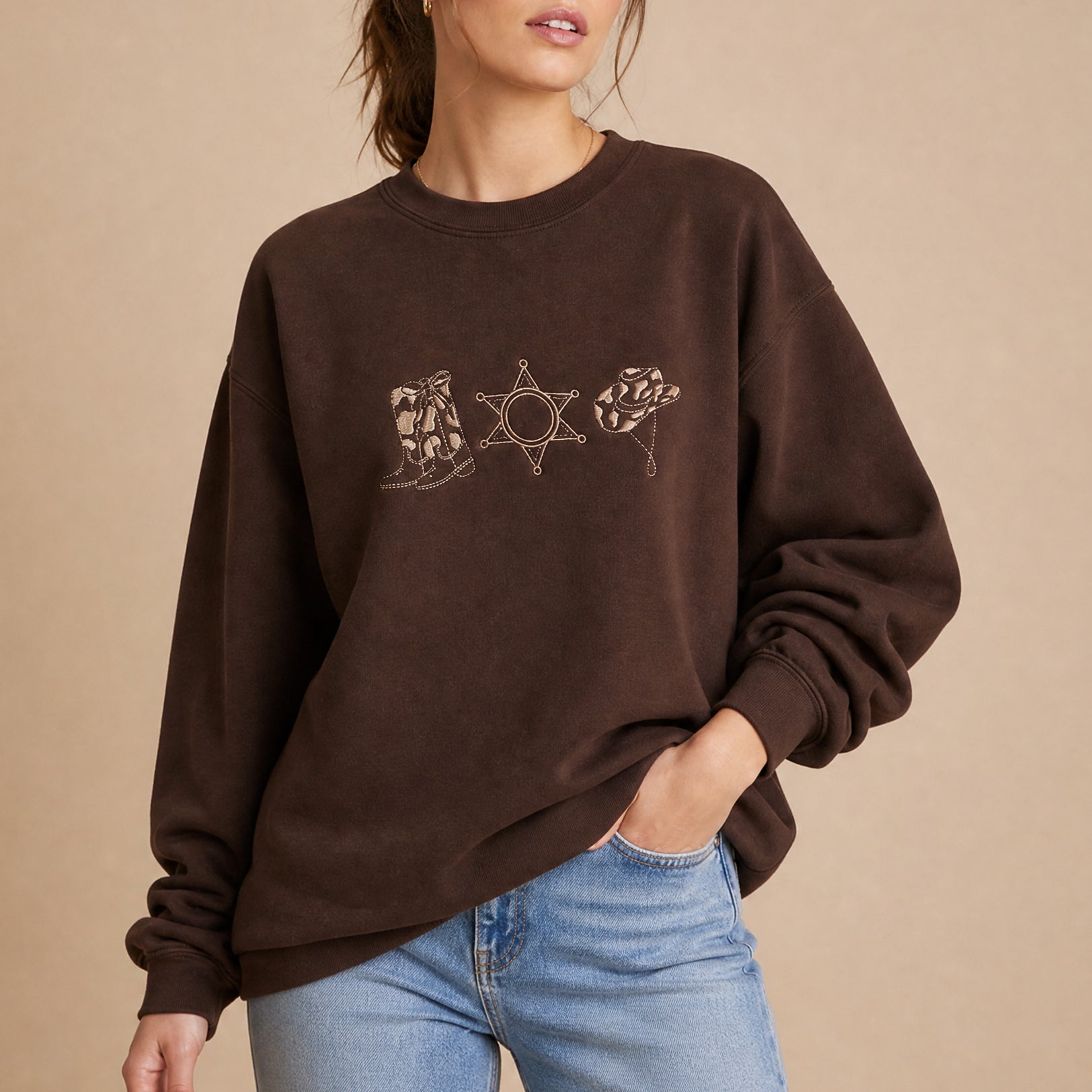 Western icons embroidered heavy blend sweatshirt, front view