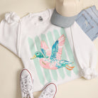 Preppy Duck stripe fleece sweatshirt in white