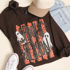 Spooky Season ghost graphic sweatshirt in dark chocolate