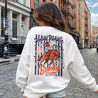 Howdy Pumpkin western graphic sweatshirt, front print detail