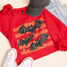 Halloween Bats striped graphic sweatshirt in red
