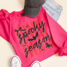 Spooky Season bat graphic sweatshirt in heliconia pink