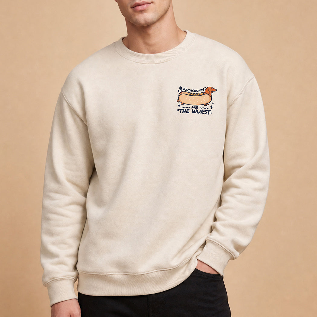 Dachshunds Are The Wurst graphic sweatshirt in sand