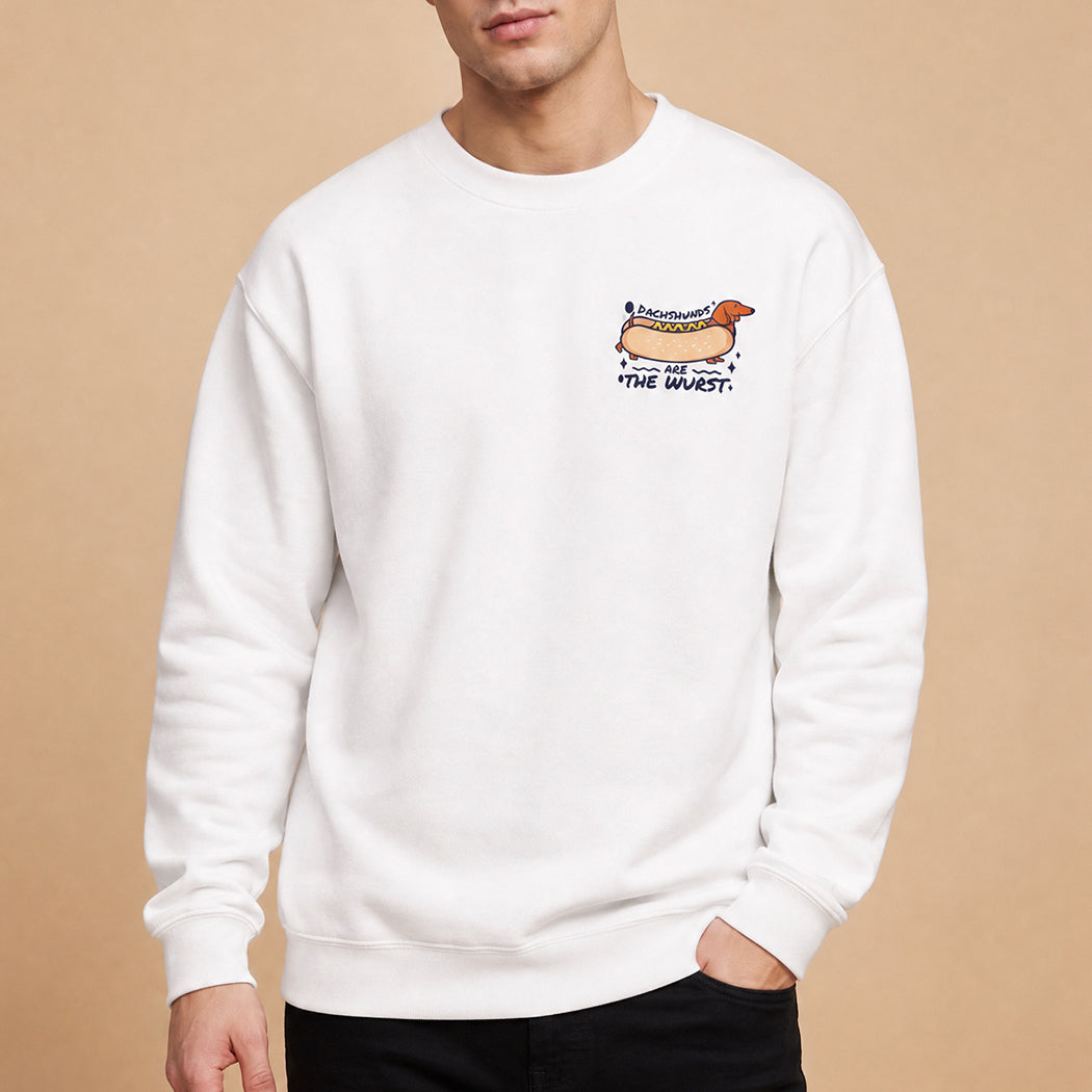 Dachshunds Are The Wurst graphic sweatshirt in white