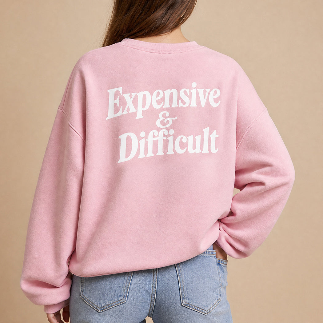 Expensive and Difficult graphic sweatshirt in light pink