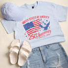 USA 250th Anniversary graphic t-shirt in light blue, front view