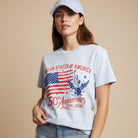 USA 250th Anniversary t-shirt worn by model