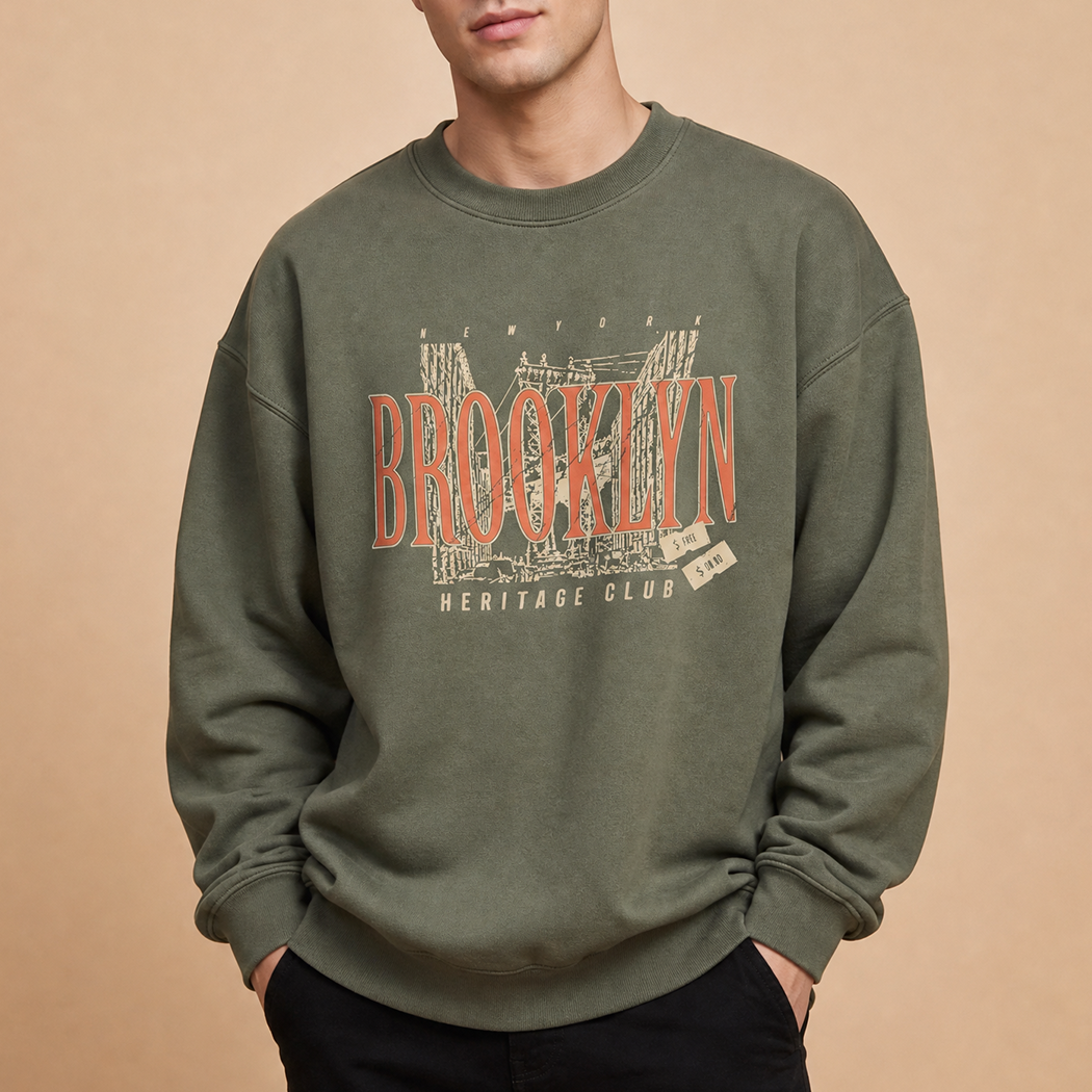 Brooklyn Heritage Club graphic sweatshirt in military green