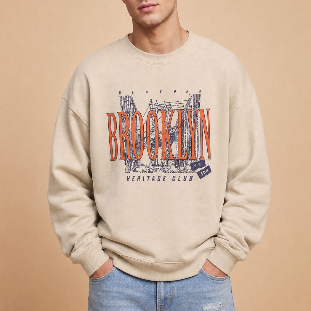 Brooklyn Heritage Club graphic sweatshirt in sand