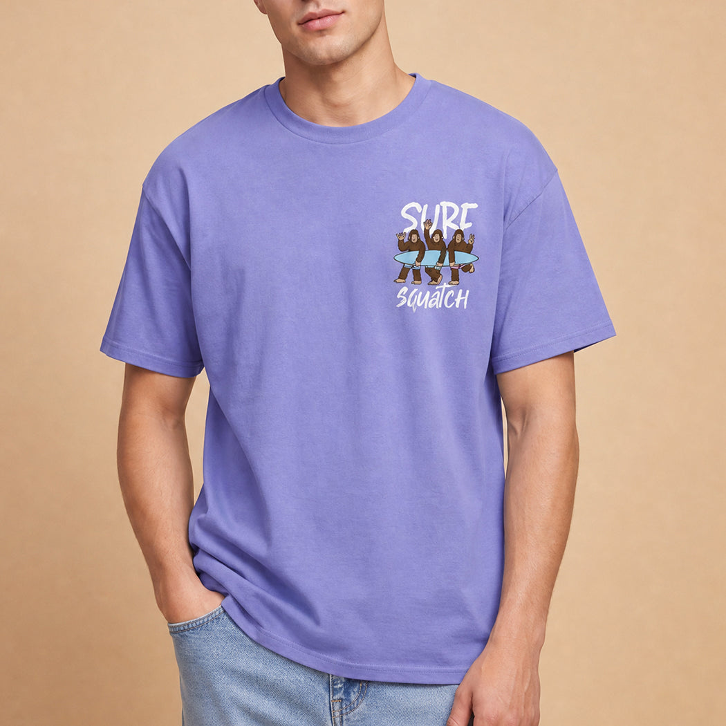 Surf Squatch Bigfoot graphic t-shirt in violet