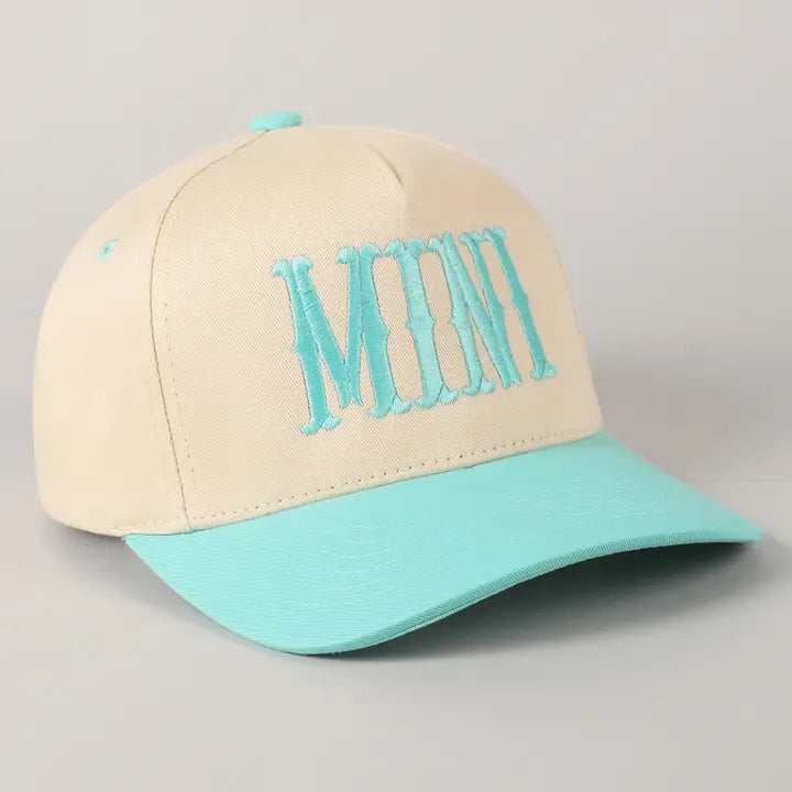 Mini lettering embroidered two-tone baseball cap