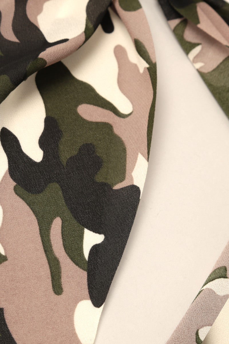 Camo Print Ponytail Scrunchie Scarf Hair Tie - Fashion CITY