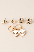 3Pairs- Multi UFO Alien Earrings Set - Fashion CITY