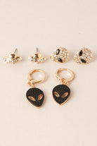 3Pairs- Multi UFO Alien Earrings Set - Fashion CITY