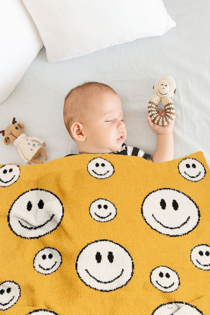 Happy Face Print Kids Luxury Soft Throw Blanket - Fashion CITY